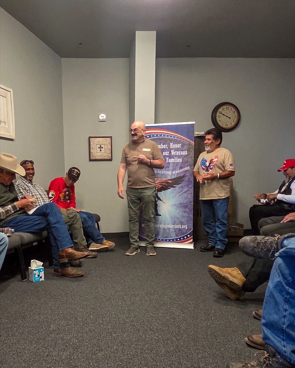 Veterans gathered at a monthly fellowship meeting